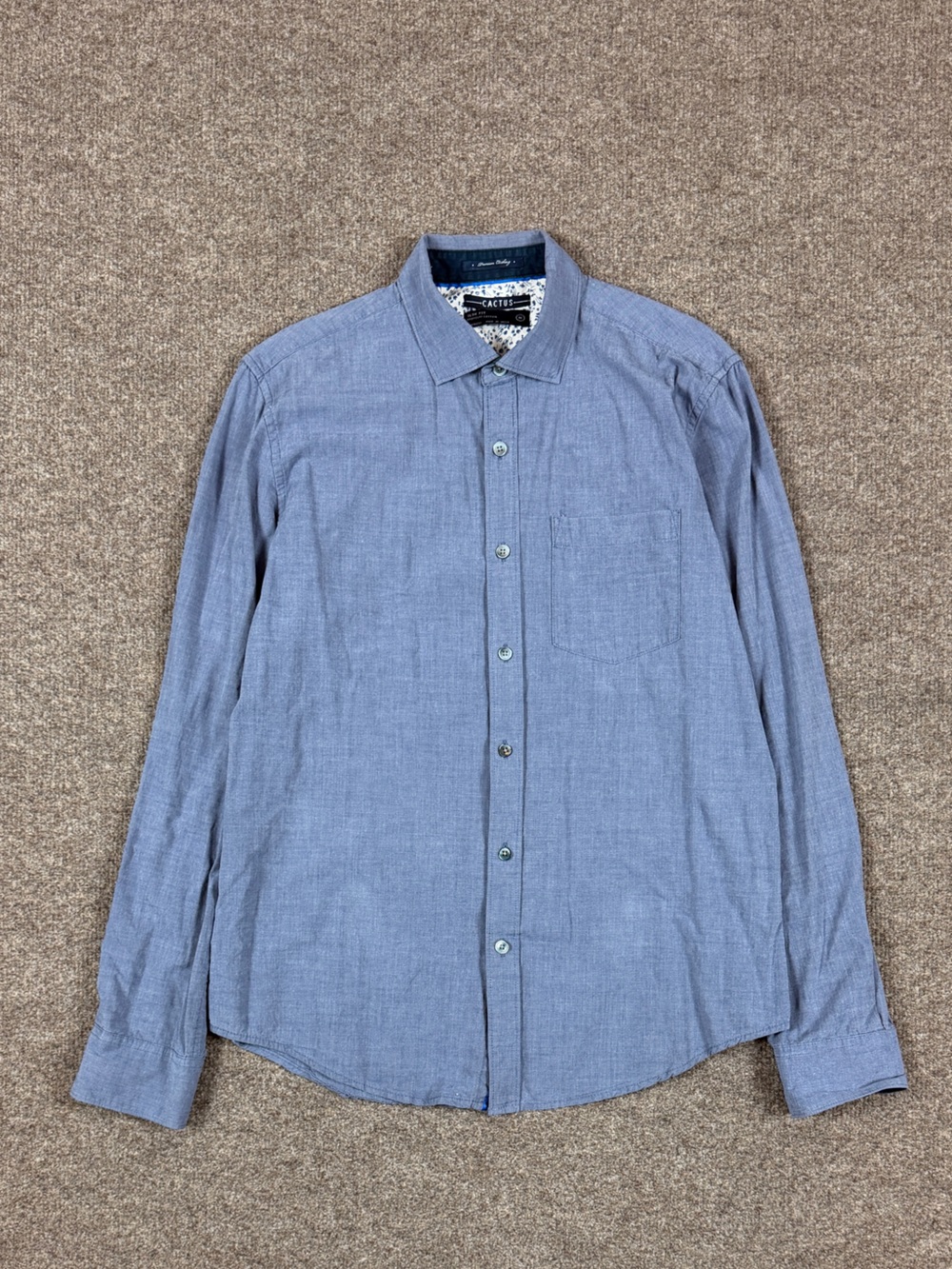 Blue Long Sleeve Button Up Shirt Men’s Medium Business Workwear Casual Cotton